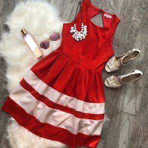 NWOT Sugarlips Tangerine & White Stripe A-Line